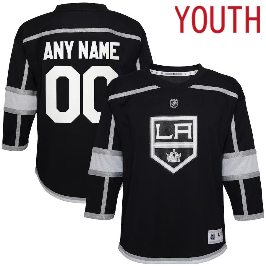Youth Los Angeles Kings Black Home Replica Custom NHL Jersey->youth nhl jersey->Youth Jersey